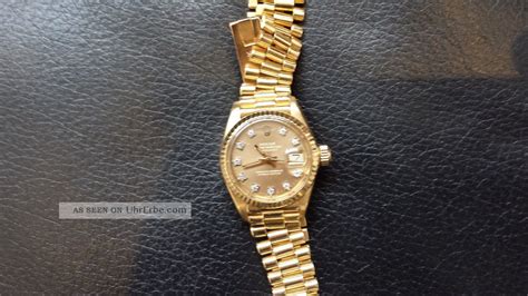rolex damenuhr gold brillanten alt 10 mm